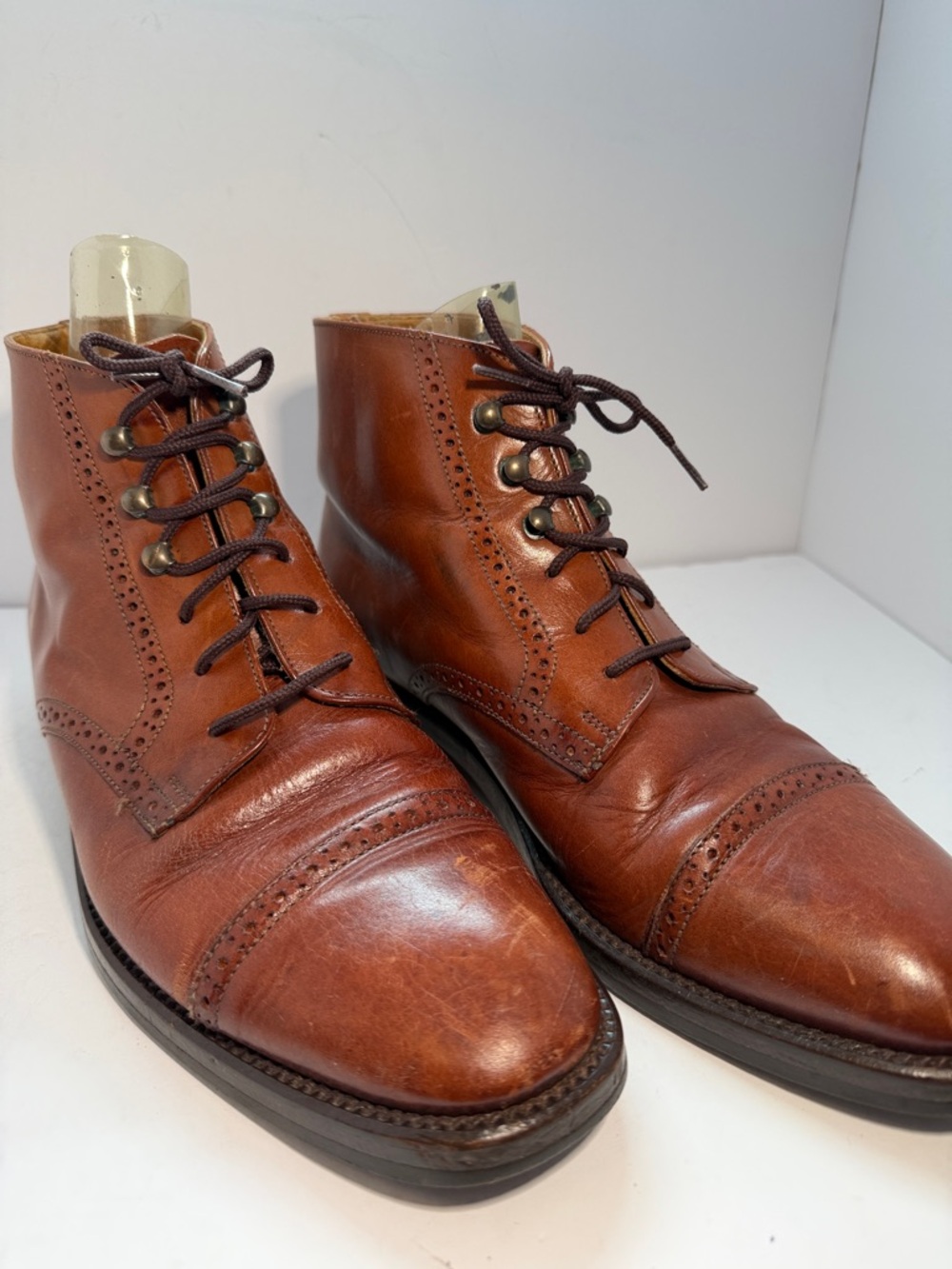 Cole Haan Men's Brown Leather Brogue Chukka Boots
